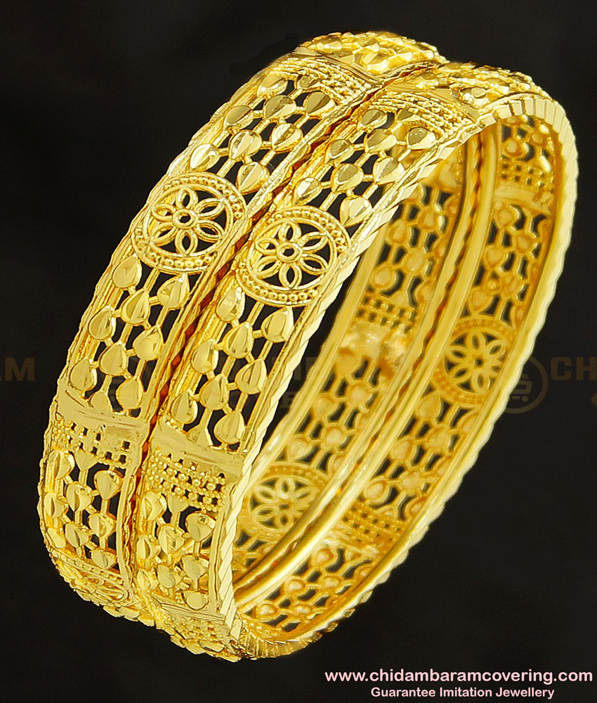 BNG258 - 2.4 Size New Arrival Gold Design 1 Gram Gold Bangles   
