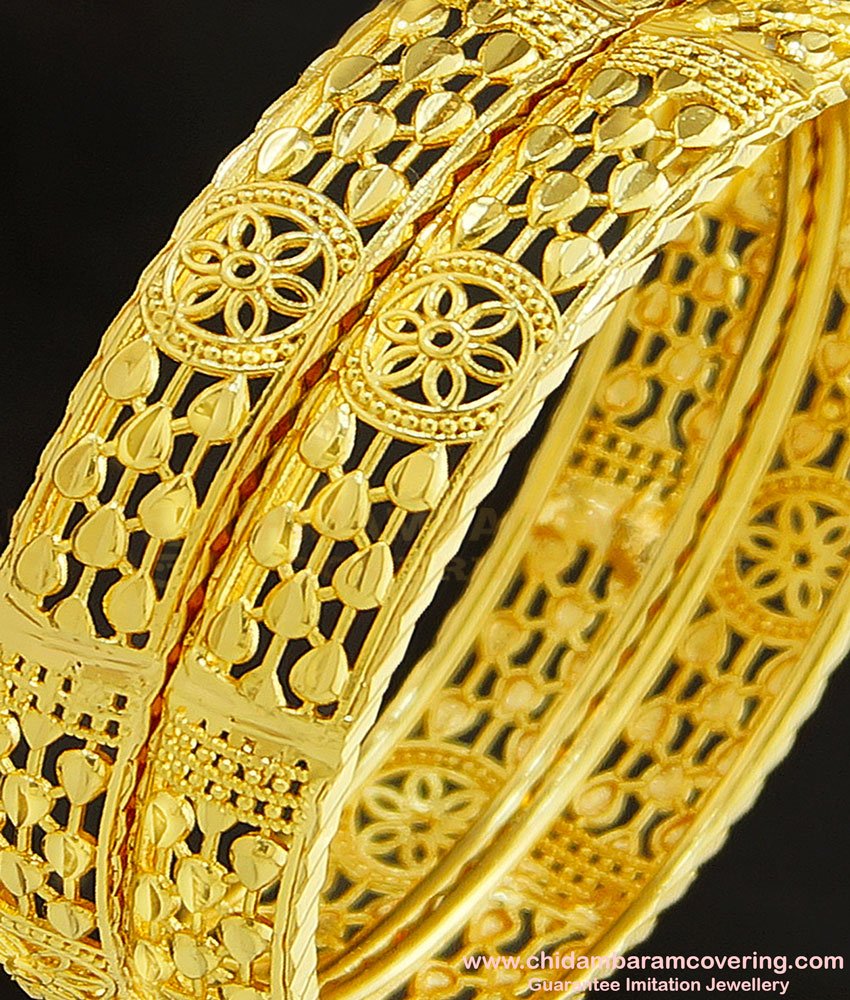 BNG258 - 2.4 Size New Arrival Gold Design 1 Gram Gold Bangles   
