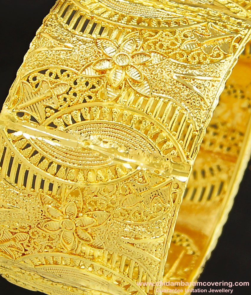 BNG261 - 2.6 Size Indian Gold Pattern Flower Design Kada Bangle 1 Gram Guaranteed Bangle Online