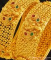 BNG265 -2.6 Size Premium Quality Brass Antique Temple Jewellery Lakshmi Design Broad Bangles Set for Women