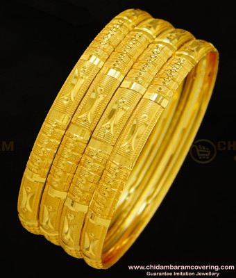 BNG277 - 2.10 Size Daily Use Gold Bangles Design Set Of 4 Pieces Bangle for Women