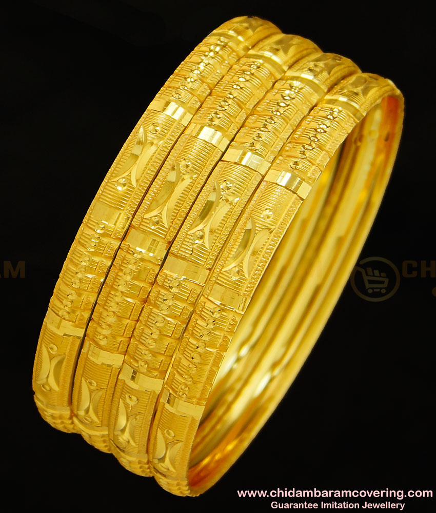 BNG277 - 2.10 Size Daily Use Gold Bangles Design Set Of 4 Pieces Bangle for Women
