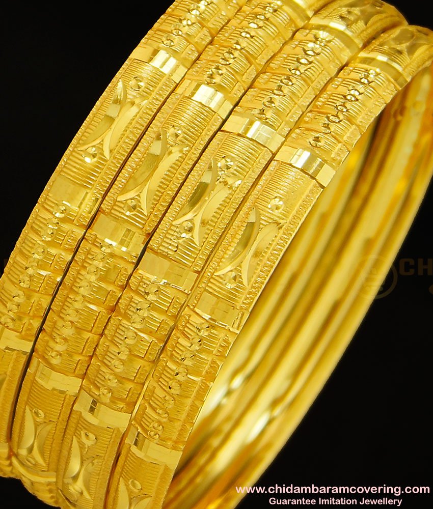 BNG277 - 2.10 Size Daily Use Gold Bangles Design Set Of 4 Pieces Bangle for Women