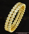 BNG282 - 2.4 Size Real Gold Design Bridal Wear Impon Full White Ad Stone Gold Plated Five Metal Bangles Online