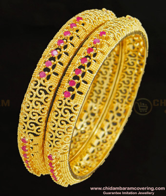 BNG285 - 2.6 Size Elegant Ad Stone Party Wear Designer Bangles One Gram Gold Plated Jewellery Online