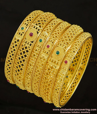 BNG292 - 2.4 Size Latest Collections Stunning Gold Gold Forming Indian Wedding Bangles Set 