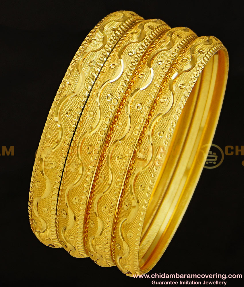 BNG293 - 2.6 Size Traditional 4 Bangles Set Gold Designs Bridal Wear Bangles Set Best Price Buy Online