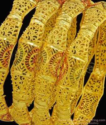 BNG302 - 2.4 Size Gold Forming Enamel Design Traditional Calcutta Bangles Set Of 4 Pieces Indian Wedding Bangles Set