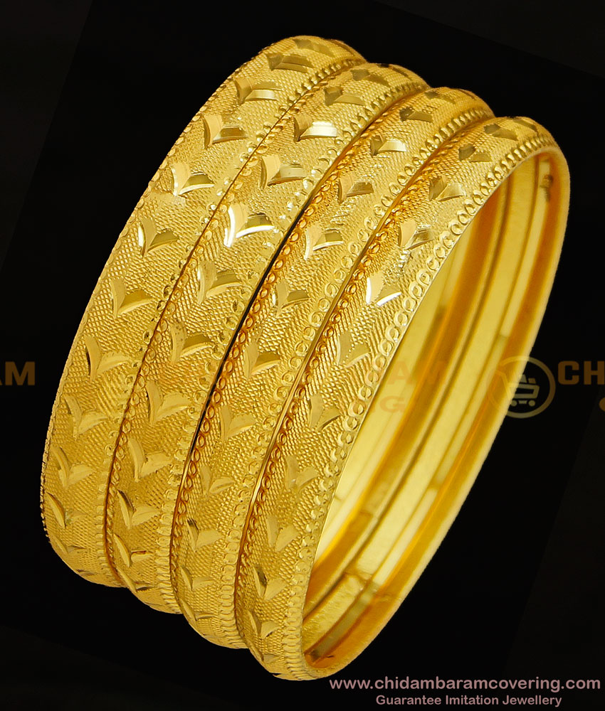BNG312 - 2.6 Size Traditional Fancy Designer Casual Hand Work Self Cutting Design Daily Wear 4 Bangles Set 