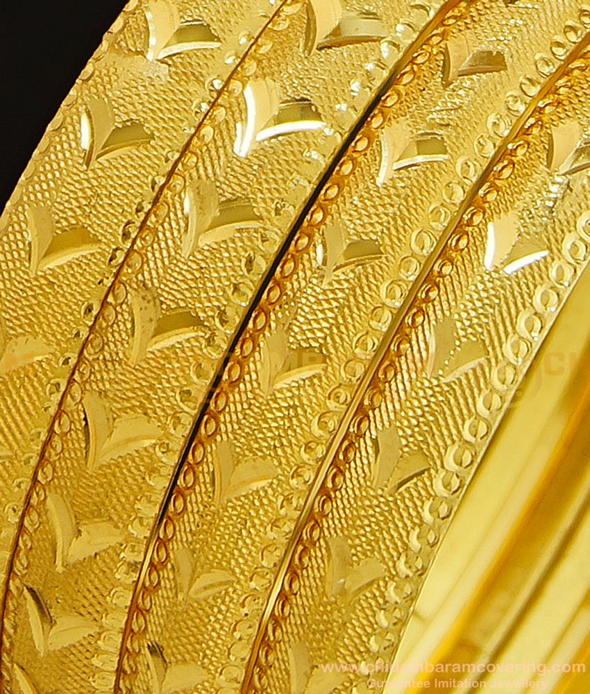 BNG312 - 2.6 Size Traditional Fancy Designer Casual Hand Work Self Cutting Design Daily Wear 4 Bangles Set 