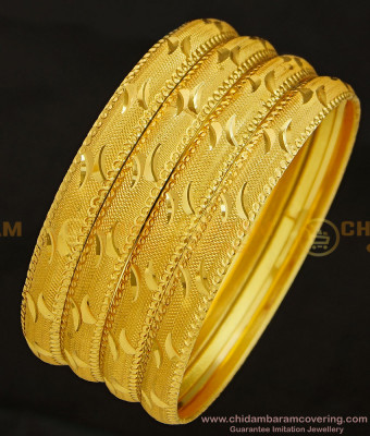BNG313 - 2.4 Size Mansiyaorange Diamond Cut Designer Broad 4 Bangles Indian Wedding Bangles Set Online