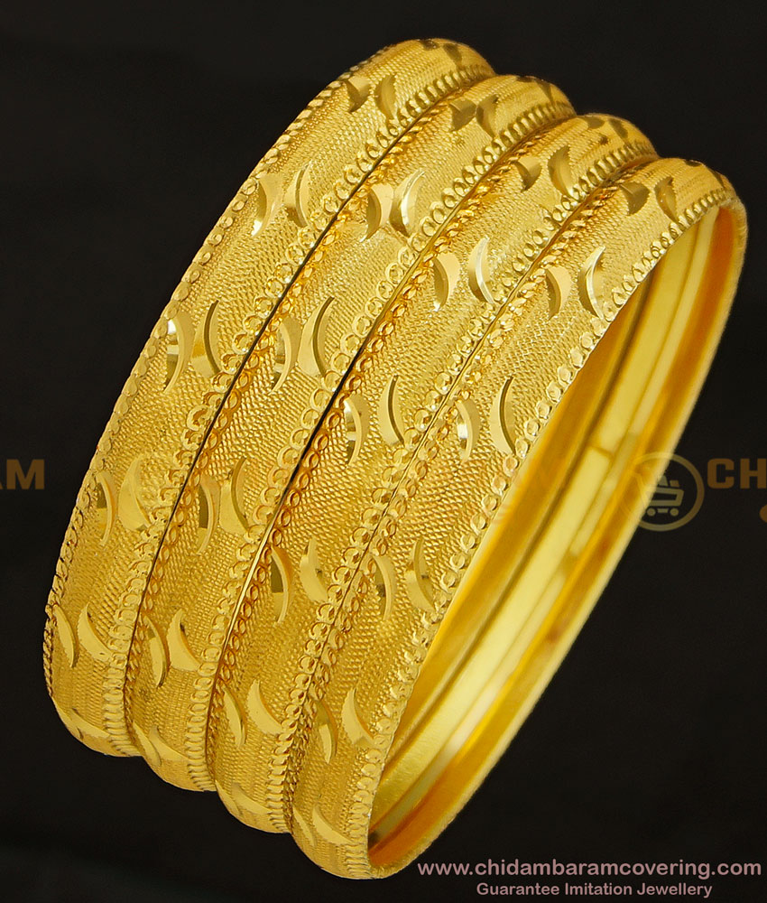 BNG313 - 2.4 Size Mansiyaorange Diamond Cut Designer Broad 4 Bangles Indian Wedding Bangles Set Online