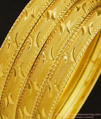 BNG313 - 2.4 Size Mansiyaorange Diamond Cut Designer Broad 4 Bangles Indian Wedding Bangles Set Online