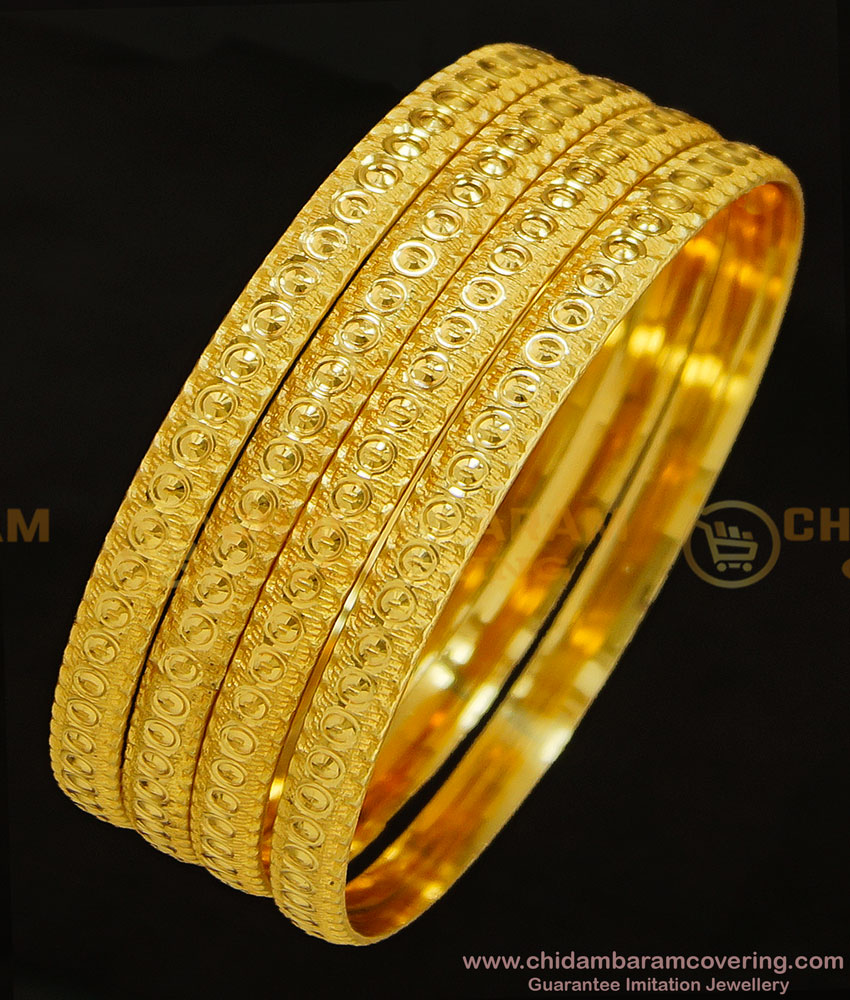 BNG316 - 2.10 Size Beautiful Gold Finish Casual Daily Wear Gold Bangle Designs Artificial Bangles for Girls