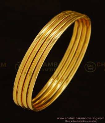 BNG327 - 2.10 Size One Gram Gold Daily Use Plain Bangles Design Set Of 4 Pcs at Best Price 