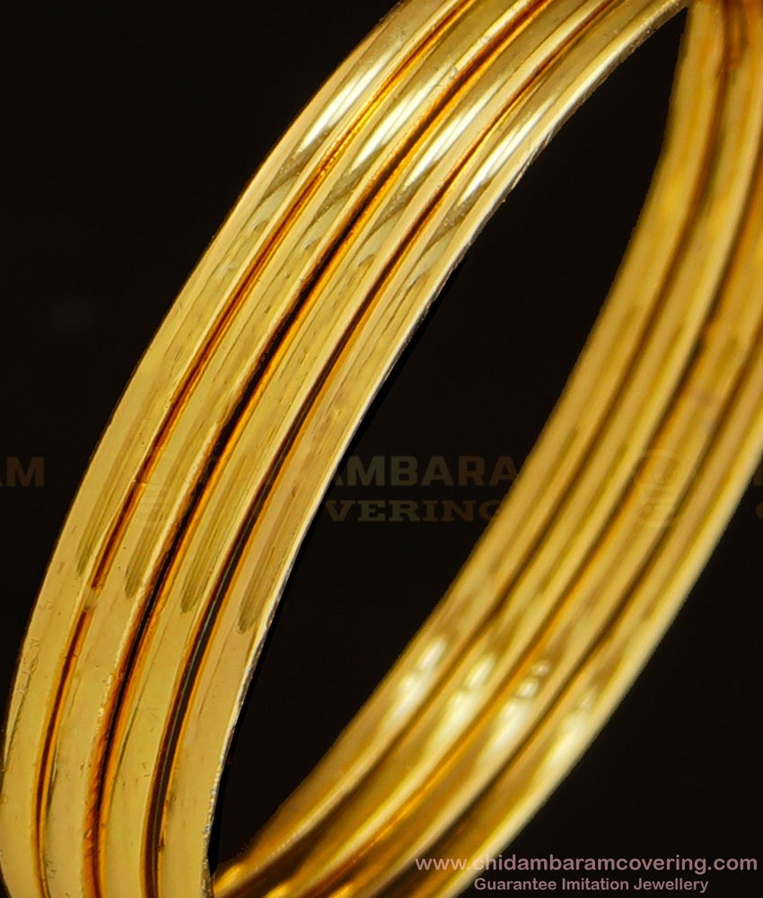 BNG327 - 2.6 Size One Gram Gold Daily Use Plain Bangles Design Set Of 4 Pcs at Best Price 
