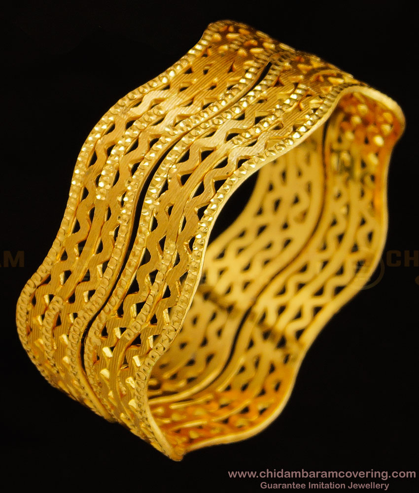 BNG329 - 2.4 Size Unique Curved Bangles Solid Antique Color Designer Bangle for Ladies