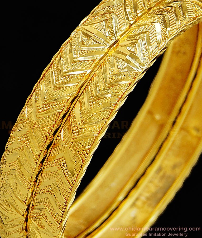 BNG332 - 2.4 Size Trending Indian Bridal Gold Look Plain Bangles Design Gold Plated Jewellery