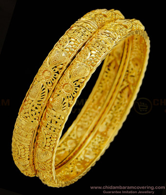 BNG334 - 2.4 Size Special Gold Design One Gram Gold Plated Guaranteed Bangles for Wedding 