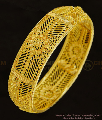 BNG336 - 2.4 Size Exclusive Gold Pattern Bangle Single Kada Flower Design Bangle for Wedding