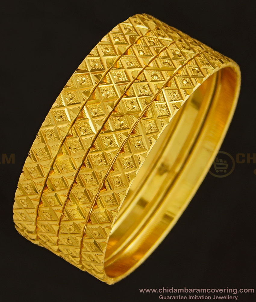 BNG339 - 2.4 Size Latest Diamond Cut Bangles Design 4 Pieces Set for Women