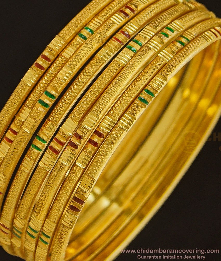 BNG342 - 2.8 Size Trendy Casual Daily Wear Enamel Thin Bangles Set Of 8 Bangles for Women