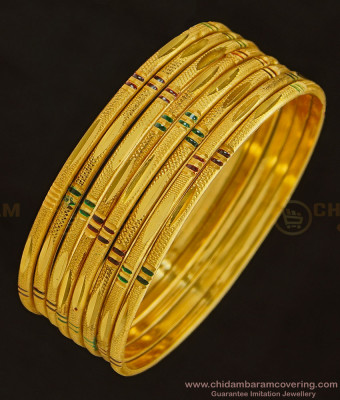BNG343 - 2.6 Size New Model Enamel Thin Bangles Set Of 8 Bangles Indian Fashion Jewellery