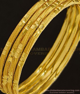 BNG344 - 2.4 Size Unique Pattern One Gram Gold Daily Use Plain Bangles Design Set Of 4 Pcs at Best Price