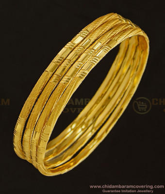 BNG345 - 2.4 Size Attractive Matt Finish Gold Look One Gram Gold Daily Wear Plain Bangles Set Buy Online