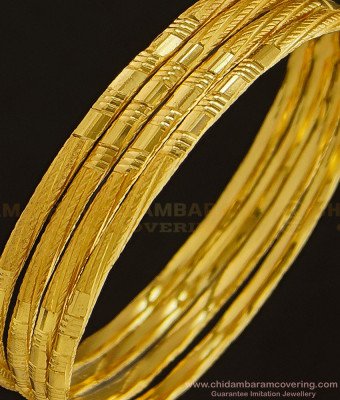 BNG345 - 2.4 Size Attractive Matt Finish Gold Look One Gram Gold Daily Wear Plain Bangles Set Buy Online