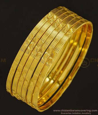 BNG346 - 2.10 Size Women 6 Bangles Set Floral Design Gold Bangles Pattern Indian Wedding Jewellery