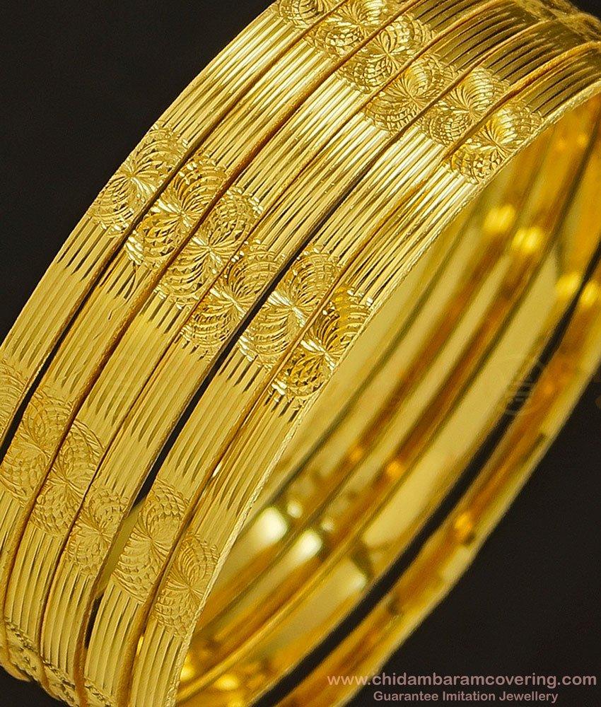 BNG346 - 2.10 Size Women 6 Bangles Set Floral Design Gold Bangles Pattern Indian Wedding Jewellery