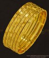 BNG347 - 2.6 Size Latest Collection Flat Design Real Gold Look Bangles Set Of 6 Bangles for Women