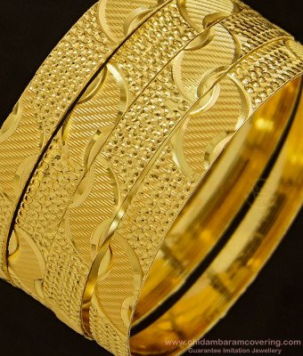 BNG350 - 2.10 Size South Indian Traditional Gold Bangles Collection Set Of 4 Bangles Online