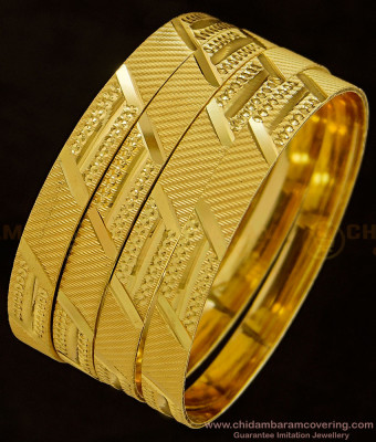 BNG351 - 2.6 Size Grand Look Bridal Wear New Model Gold Bangles Design Broad Bangles Set 