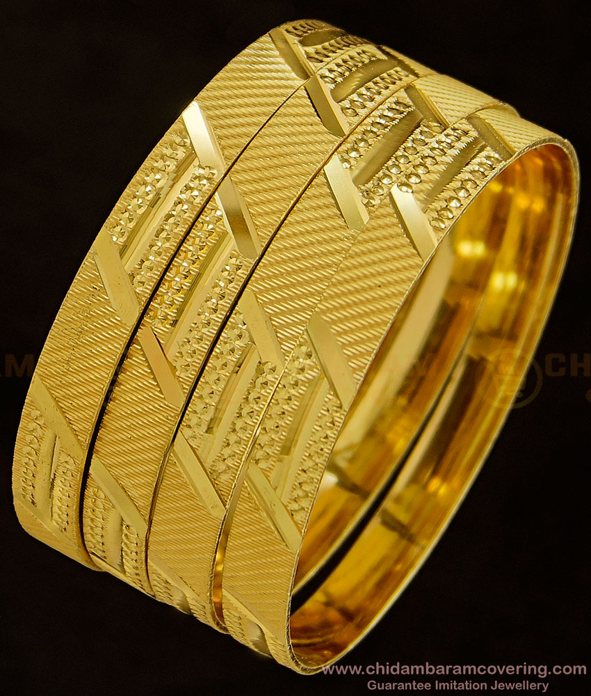 BNG351 - 2.6 Size Grand Look Bridal Wear New Model Gold Bangles Design Broad Bangles Set 