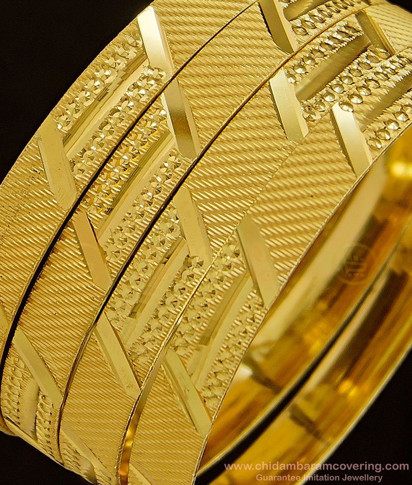 BNG351 - 2.6 Size Grand Look Bridal Wear New Model Gold Bangles Design Broad Bangles Set 
