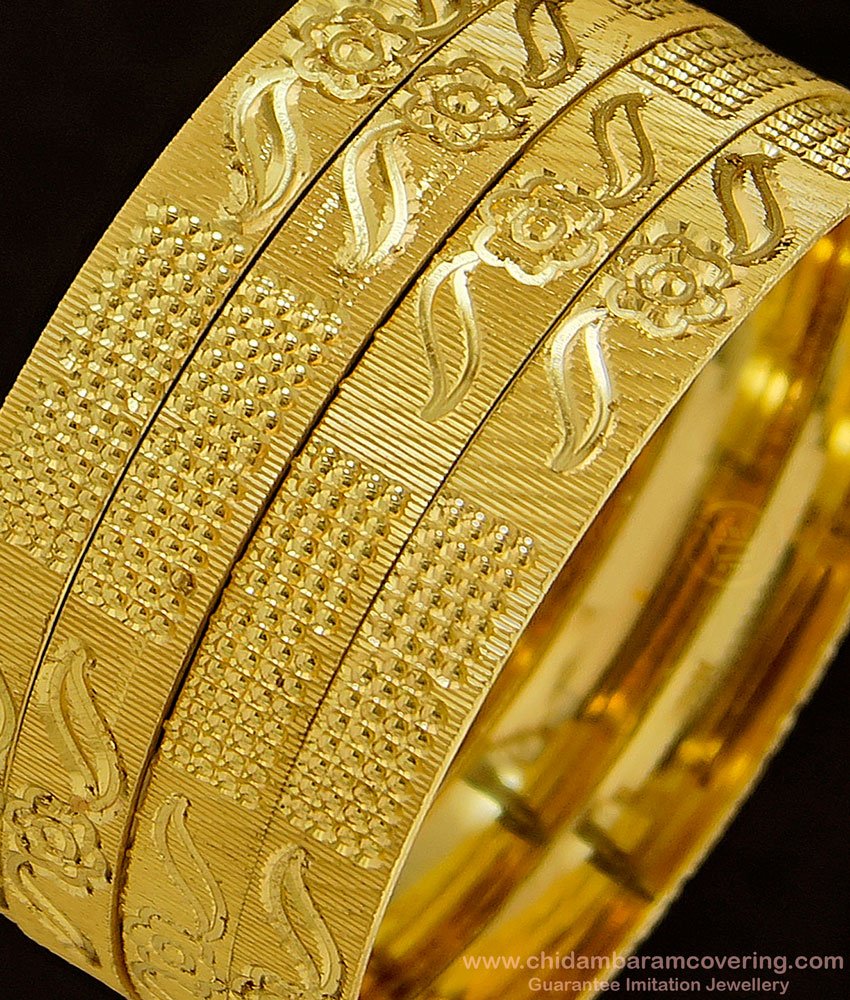 BNG355 - 2.8 Size New Model Flower Design Bangles Set for Wedding Jewellery 