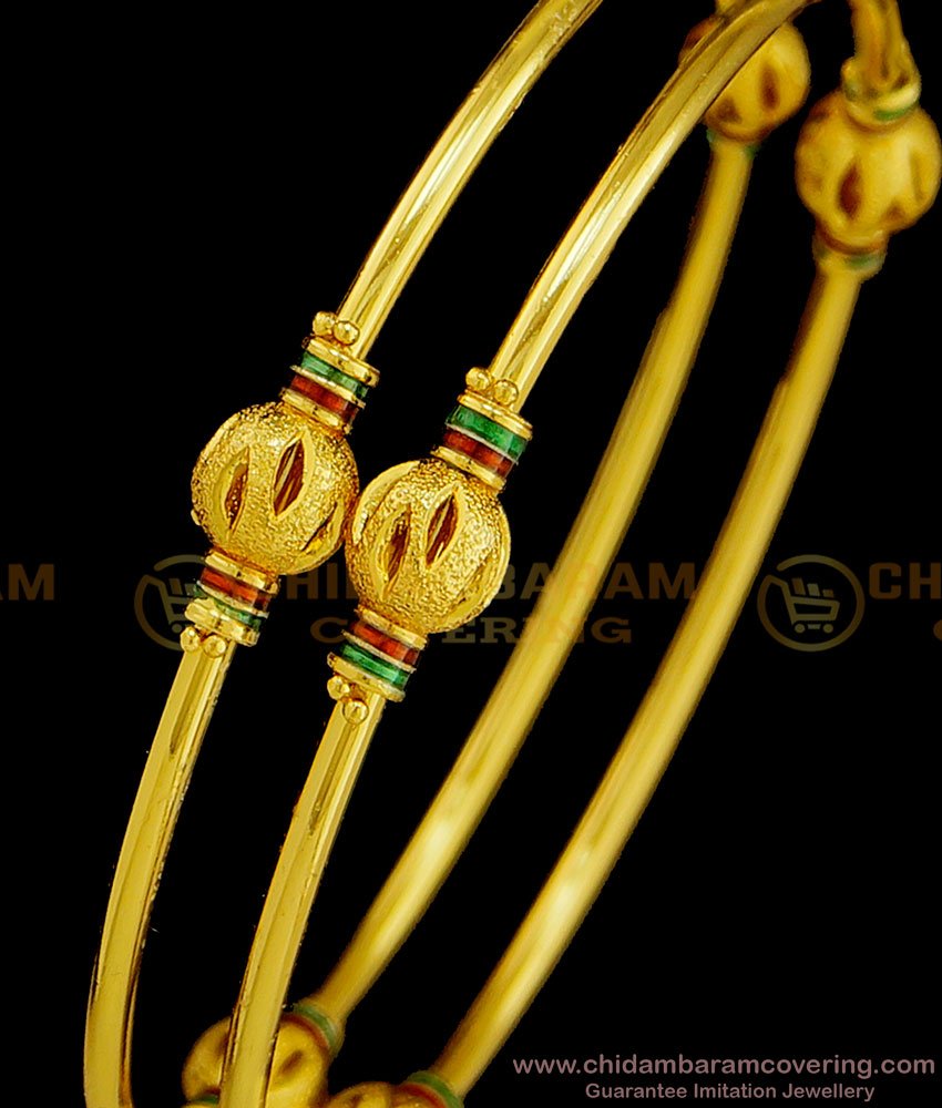 BNG363 - 2.8 Size Latest Design Daily Use Gold Plated Kambi Bangles Set for Women 