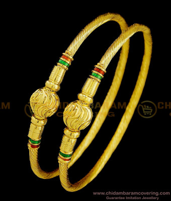 BNG364 - 2.6 Size New Pattern South Indian Murukku Kambi Bangles Enamel Design Gold Plated Bangles