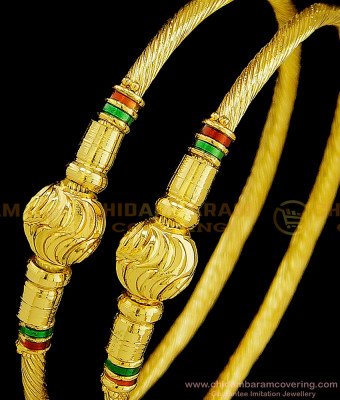 BNG364 - 2.6 Size New Pattern South Indian Murukku Kambi Bangles Enamel Design Gold Plated Bangles