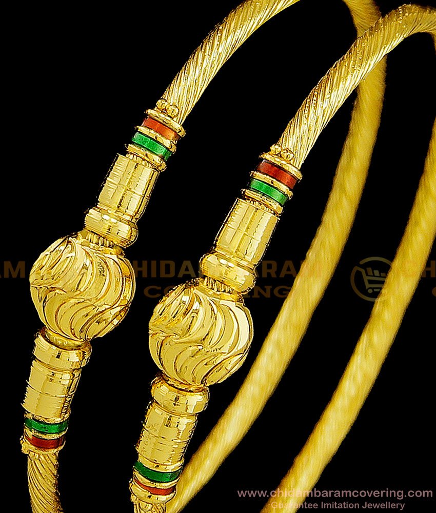 BNG364 - 2.6 Size New Pattern South Indian Murukku Kambi Bangles Enamel Design Gold Plated Bangles