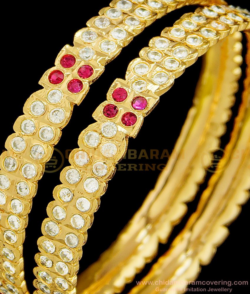 BNG370 - 2.6 Size Traditional Impon Gold Bangle Design First Quality Panchaloha 5 Metal Bangles Online