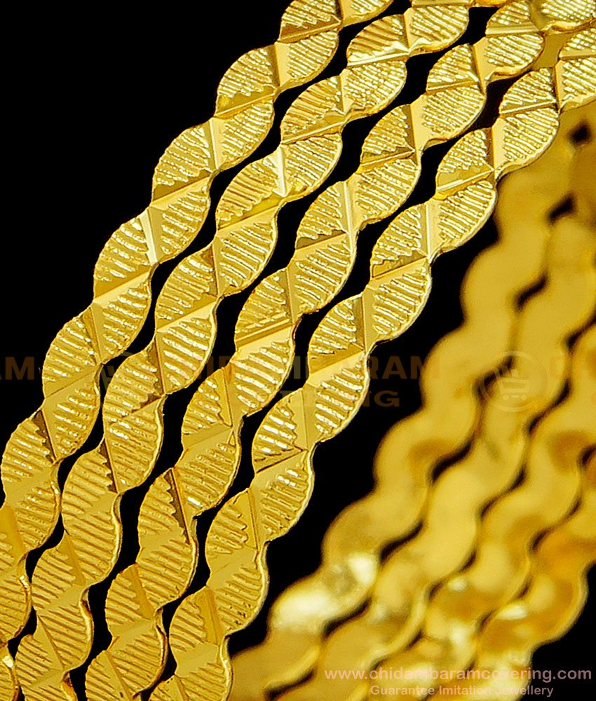 BNG372 - 2.4 Size Latest Gold Design Light Weight Daily Wear Gold Plated Bangles 4 Pcs Set Bangles Online