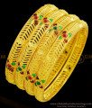 BNG381 - 2.10 Size Latest Light Weight Enamel Finish Flower Design 4 Pieces Bangles Set Imitation Jewellery