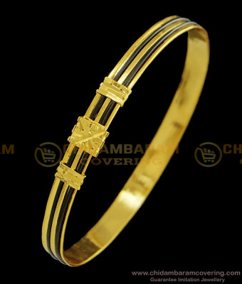 BNG387 - 2.10 Size Kerala Style Gold Plated Anaval Bangles Single Bracelet Elephant Hair Black Bangle for Girls
