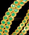 BNG397 - 2.4 Size Traditional Impon First Quality Full Green Emerald Stone Gold Bangles Design Online