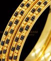 BNG399 - 2.8 Size Traditional Karimani Black Beads with Gold Beads Double Line Bangles Online