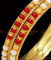 BNG401 - 2.4 Size Colorful Pearl and Red Coral Bangles One Gram Gold Plated Indian Beads Bangles Online