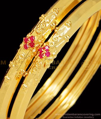 BNG402 - 2.4 Size New One Gram Gold Stone Bangles Design Indian Bangles Set for Women